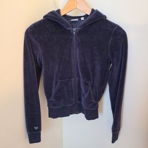 Sunday Best Deep Blue Velour Full Zip Hoodie Size 2XS XXS